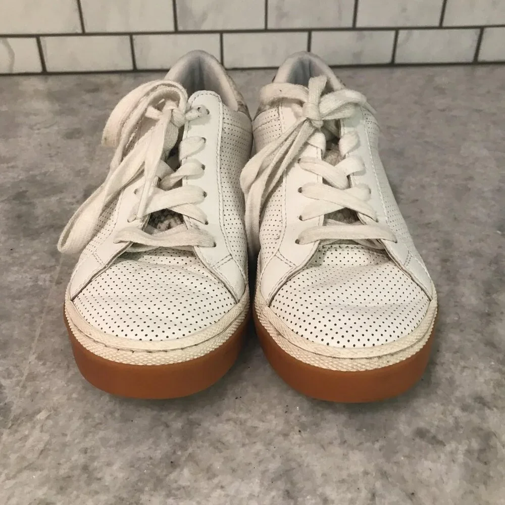 Target Sneakers White Low Top Shoes Womens 6 Faux Snake Heel Athletic Casual